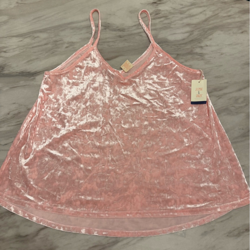 Jasmine & Ginger Crystal Rose Velvet Camisole Top NWT